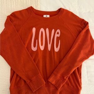 Sundry Red 'Love' Crew Neck Sweater